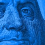 detalle de billete de dólar blue